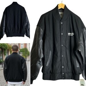 Burk’s Bay Leather Wool Varsity Jacket Sz XL Deadstock YieldGard VT Triple